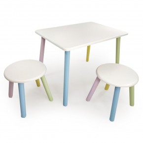 Детский комплект стол и два табурета круглых  (Белый, Белый, Цветной) в Коротчаево - korotchaevo.mebel-74.com | фото