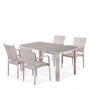 Комплект плетеной мебели T256C/Y376C-W85 Latte (4+1) + подушки на стульях в Коротчаево - korotchaevo.mebel-74.com | фото
