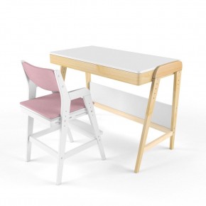 Комплект растущий стол и стул с чехлом 38 попугаев «Вуди» (Белый, Белый, Розовый) в Коротчаево - korotchaevo.mebel-74.com | фото