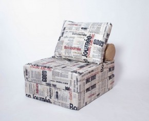 Кресло-кровать-пуф бескаркасное Прайм (Газета) в Коротчаево - korotchaevo.mebel-74.com | фото