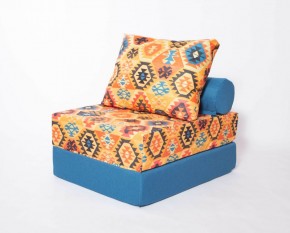 Кресло-кровать-пуф бескаркасное Прайм (мехико желтый-морская волна) в Коротчаево - korotchaevo.mebel-74.com | фото