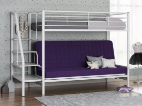 Кровать двухъярусная с диваном "Мадлен-3" (Белый/Фиолетовы) в Коротчаево - korotchaevo.mebel-74.com | фото