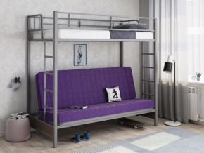 Кровать двухъярусная с диваном "Мадлен" (Серый/Фиолетовый) в Коротчаево - korotchaevo.mebel-74.com | фото
