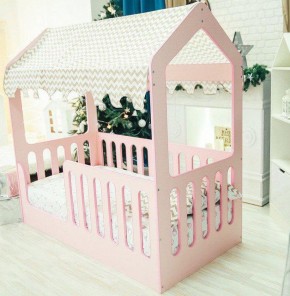 Кровать-домик без ящика 800*1600 (Розовый) в Коротчаево - korotchaevo.mebel-74.com | фото