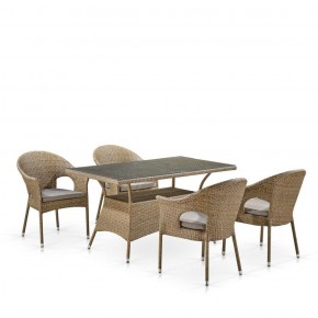 Обеденный комплект плетеной мебели T198B/Y79B-W56 Light Brown (4+1) в Коротчаево - korotchaevo.mebel-74.com | фото