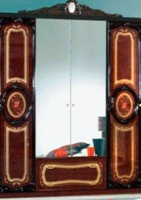 Шкаф 4-х дверный с зеркалами (01.144) Роза (могано) в Коротчаево - korotchaevo.mebel-74.com | фото
