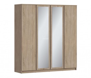Шкаф 4х дверный с зеркалами Веста СБ-3082 (Дуб Сонома) в Коротчаево - korotchaevo.mebel-74.com | фото