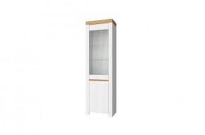 Шкаф с витриной  1V1D, TAURUS, цвет белый/дуб вотан в Коротчаево - korotchaevo.mebel-74.com | фото