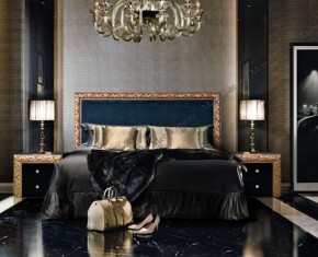 Спальный гарнитур Тиффани Premium черная/золото в Коротчаево - korotchaevo.mebel-74.com | фото